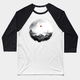 Japanese Blood Moon, Celestial Luna Red Full Moon Baseball T-Shirt